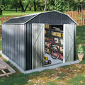 10 ft x 12 ft Outdoor Metal Storage Shed with Arch Roof with Lockable Doors for Backyard Garden Patio Lawn, Black (10X12 FT / Black)