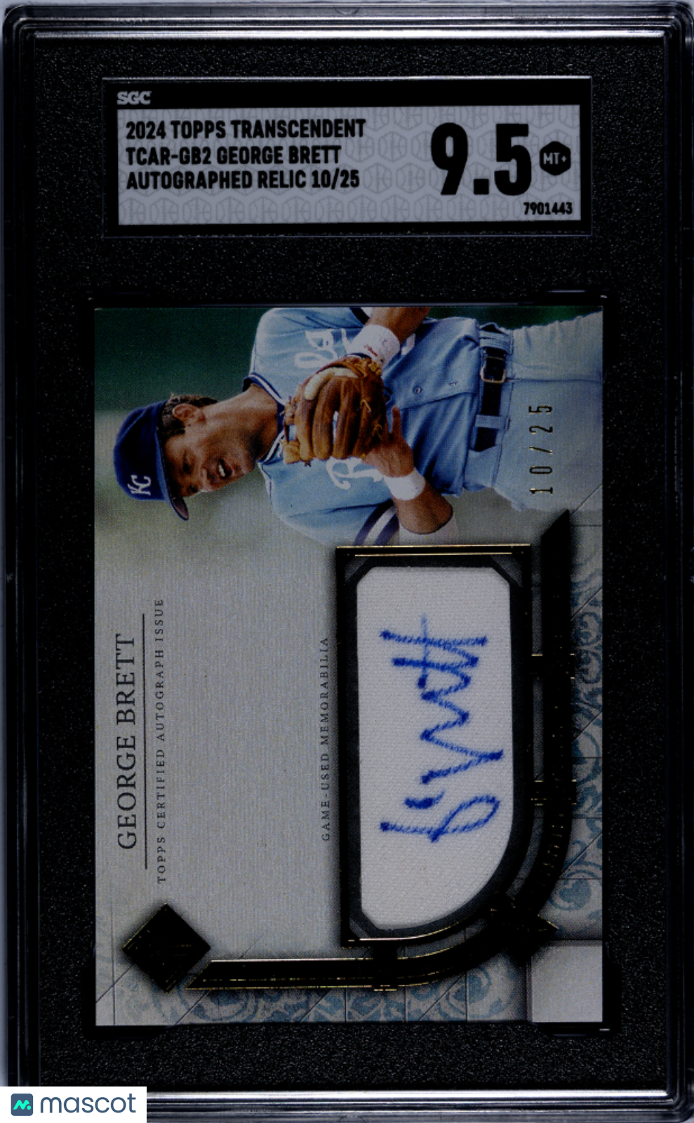 2024 Topps Transcendent George Brett #TCAR-GB2 Autograph Relic SGC 9.5