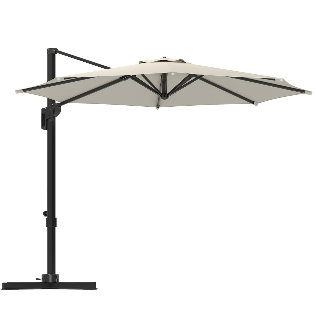 10' Cantilever Patio Umbrella with 360° Rotation & Tilt, Cream White