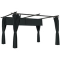 10' x 13' Retractable Pergola with UPF30+ All-Weather Canopy & Privacy Curtains Dark Grey