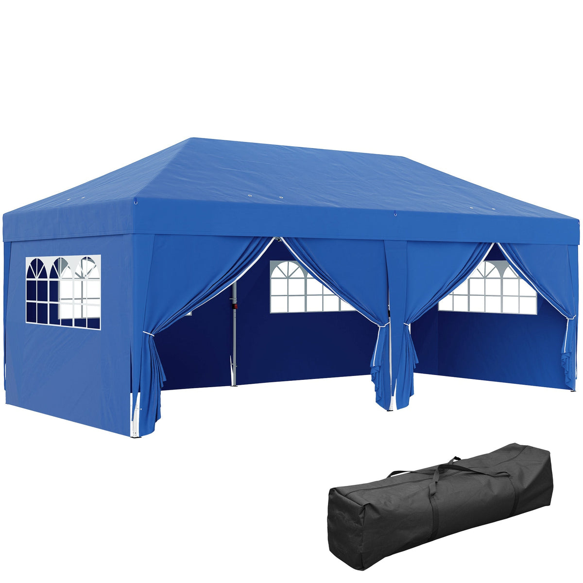 10' x 20' Pop Up Canopy with 6 Walls & Steel Frame, Easy Assemble with Carrying Bag, Blue