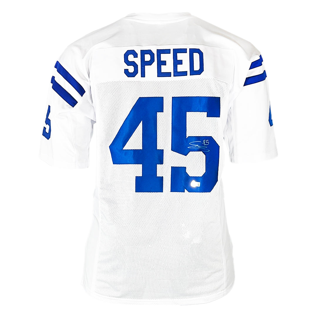 EJ Speed Signed Indianapolis White Football Jersey (Beckett)