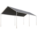 10' x 20' Galvanized Carport with Anchor Kit & Steel Cables, Grey